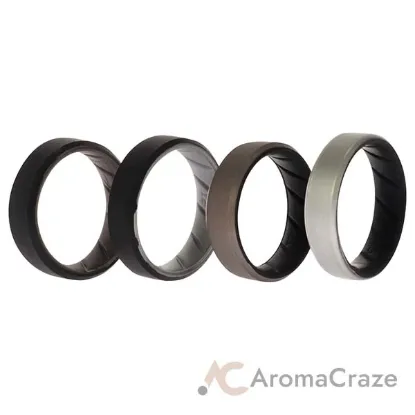 Picture of Silicone Wedding BR 8mm Edge Ring Set - Silver by ROQ for Men - 4 x 12 mm Ring