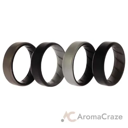 Picture of Silicone Wedding BR 8mm Edge Ring Set - Silver by ROQ for Men - 4 x 13 mm Ring