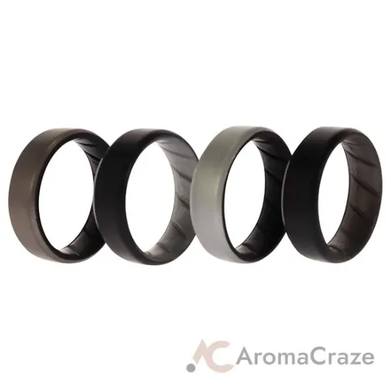 Picture of Silicone Wedding BR 8mm Edge Ring Set - Silver by ROQ for Men - 4 x 13 mm Ring