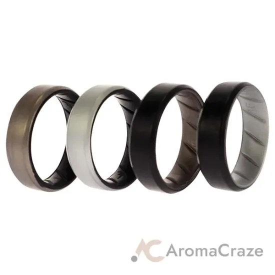 Picture of Silicone Wedding BR 8mm Edge Ring Set - Silver by ROQ for Men - 4 x 16 mm Ring