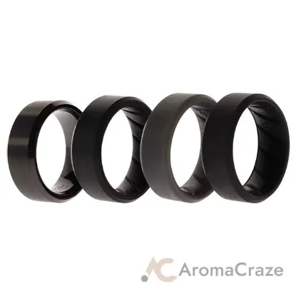 Picture of Silicone Wedding BR Twin 8mm Ring - Black by ROQ for Men - 4 x 8 mm Ring