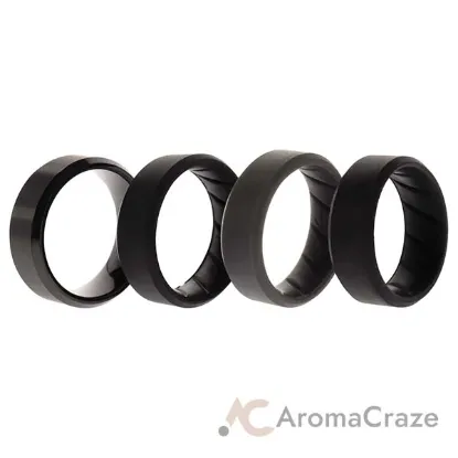 Picture of Silicone Wedding BR Twin 8mm Ring - Black by ROQ for Men - 4 x 10 mm Ring