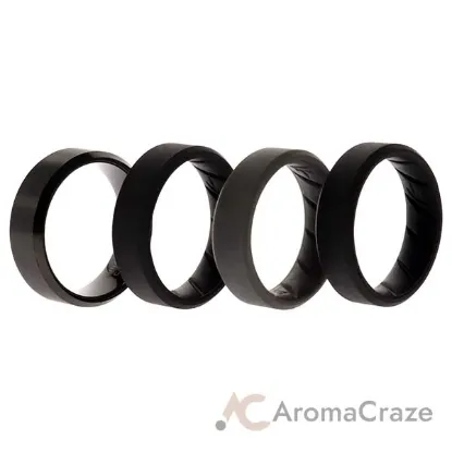 Picture of Silicone Wedding BR Twin 8mm Ring - Black by ROQ for Men - 4 x 11 mm Ring