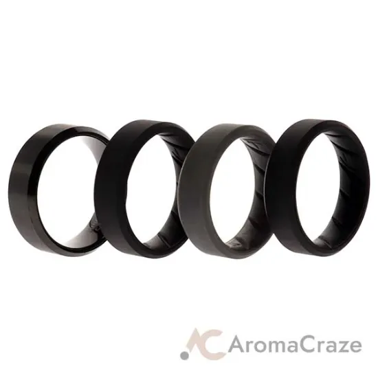 Picture of Silicone Wedding BR Twin 8mm Ring - Black by ROQ for Men - 4 x 11 mm Ring