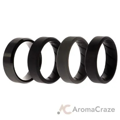 Picture of Silicone Wedding BR Twin 8mm Ring - Black by ROQ for Men - 4 x 12 mm Ring