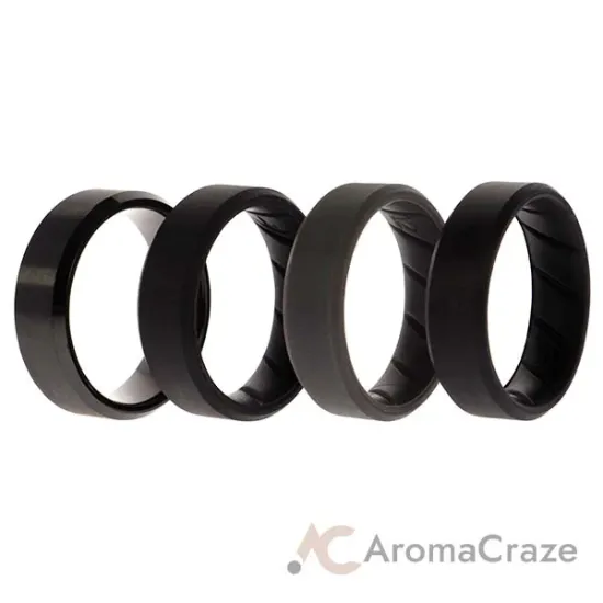 Picture of Silicone Wedding BR Twin 8mm Ring - Black by ROQ for Men - 4 x 12 mm Ring