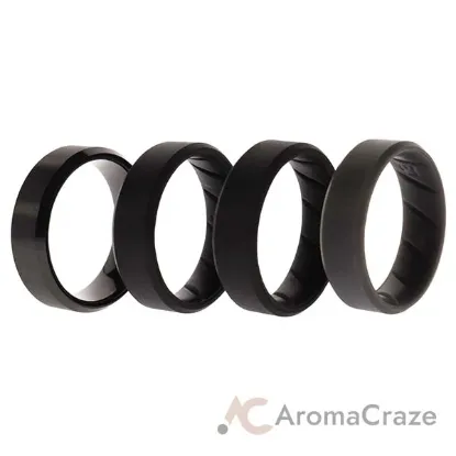 Picture of Silicone Wedding BR Twin 8mm Ring - Black by ROQ for Men - 4 x 13 mm Ring