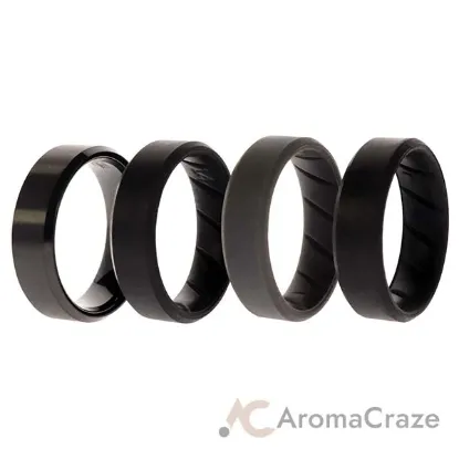 Picture of Silicone Wedding BR Twin 8mm Ring - Black by ROQ for Men - 4 x 14 mm Ring
