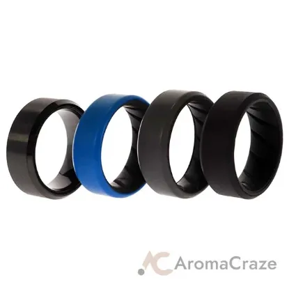 Picture of Silicone Wedding BR Twin 8mm Ring - Blue by ROQ for Men - 4 x 7 mm Ring