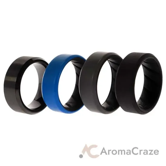Picture of Silicone Wedding BR Twin 8mm Ring - Blue by ROQ for Men - 4 x 7 mm Ring
