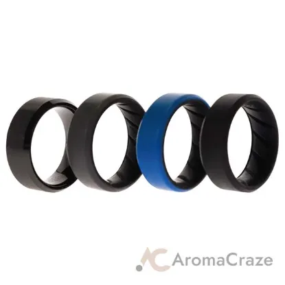 Picture of Silicone Wedding BR Twin 8mm Ring - Blue by ROQ for Men - 4 x 8 mm Ring