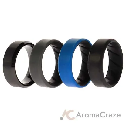 Picture of Silicone Wedding BR Twin 8mm Ring - Blue by ROQ for Men - 4 x 9 mm Ring