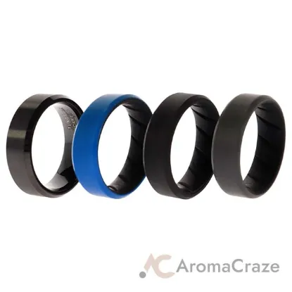 Picture of Silicone Wedding BR Twin 8mm Ring - Blue by ROQ for Men - 4 x 12 mm Ring