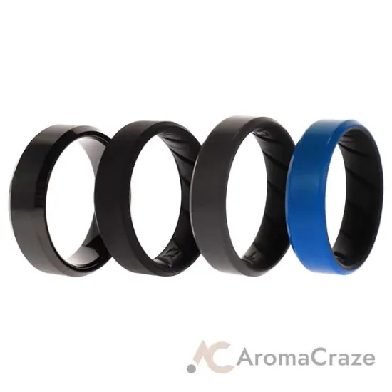 Picture of Silicone Wedding BR Twin 8mm Ring - Blue by ROQ for Men - 4 x 13 mm Ring