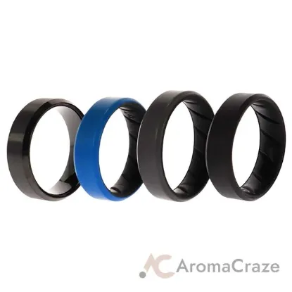 Picture of Silicone Wedding BR Twin 8mm Ring - Blue by ROQ for Men - 4 x 14 mm Ring