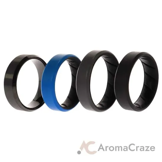 Picture of Silicone Wedding BR Twin 8mm Ring - Blue by ROQ for Men - 4 x 14 mm Ring