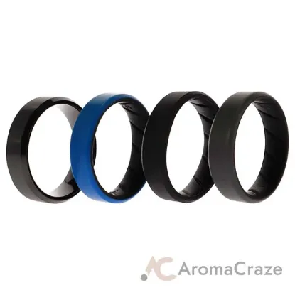 Picture of Silicone Wedding BR Twin 8mm Ring - Blue by ROQ for Men - 4 x 15 mm Ring
