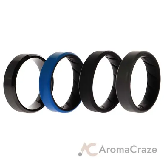 Picture of Silicone Wedding BR Twin 8mm Ring - Blue by ROQ for Men - 4 x 15 mm Ring