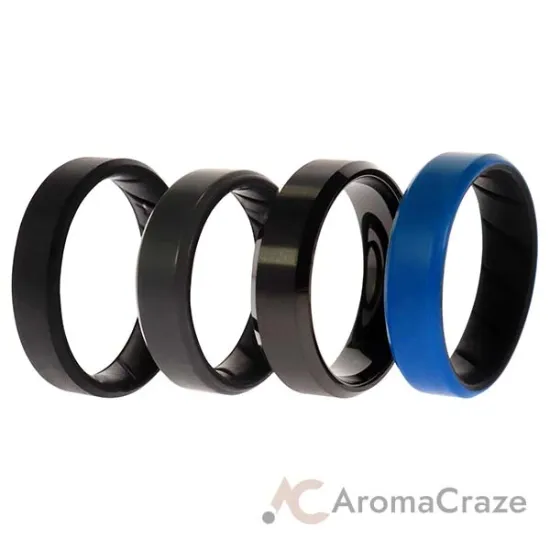 Picture of Silicone Wedding BR Twin 8mm Ring - Blue by ROQ for Men - 4 x 16 mm Ring