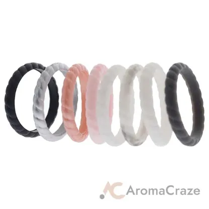 Picture of Silicone Wedding Stackble Braided Ring Set - MultiColor by ROQ for Women - 8 x 10 mm Ring