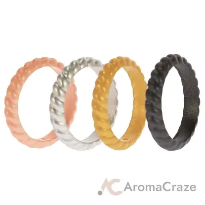 Picture of Silicone Wedding Stackble Braided Ring Set - Metal by ROQ for Women - 4 x 4 mm Ring
