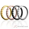 Picture of Silicone Wedding Stackble Braided Ring Set - Metal by ROQ for Women - 4 x 7 mm Ring