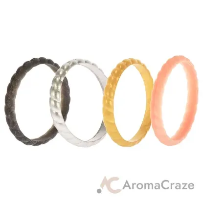 Picture of Silicone Wedding Stackble Braided Ring Set - Metal by ROQ for Women - 4 x 11 mm Ring