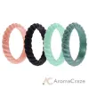Picture of Silicone Wedding Stackble Braided Ring Set - Metal-Aqua by ROQ for Women - 4 x 5 mm Ring