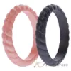 Picture of Silicone Wedding Stackble Braided Ring Set - Rose-Black by ROQ for Women - 2 x 6 mm Ring