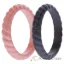 Picture of Silicone Wedding Stackble Braided Ring Set - Rose-Black by ROQ for Women - 2 x 6 mm Ring