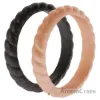 Picture of Silicone Wedding Stackble Braided Ring Set - Rose-Black by ROQ for Women - 2 x 7 mm Ring