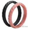 Picture of Silicone Wedding Stackble Braided Ring Set - Rose-Black by ROQ for Women - 2 x 9 mm Ring