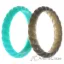 Picture of Silicone Wedding Stackble Braided Ring Set - Turquoise by ROQ for Women - 2 x 6 mm Ring