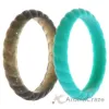 Picture of Silicone Wedding Stackble Braided Ring Set - Turquoise by ROQ for Women - 2 x 7 mm Ring
