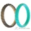 Picture of Silicone Wedding Stackble Braided Ring Set - Turquoise by ROQ for Women - 2 x 9 mm Ring