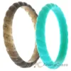 Picture of Silicone Wedding Stackble Braided Ring Set - Turquoise by ROQ for Women - 2 x 10 mm Ring