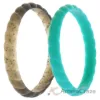 Picture of Silicone Wedding Stackble Braided Ring Set - Turquoise by ROQ for Women - 2 x 11 mm Ring