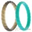 Picture of Silicone Wedding Stackble Braided Ring Set - Turquoise by ROQ for Women - 2 x 11 mm Ring