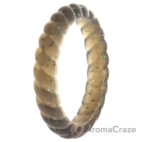 Picture of Silicone Wedding Stackble Braided Single Ring - Black-Turquoise by ROQ for Women - 4 mm Ring