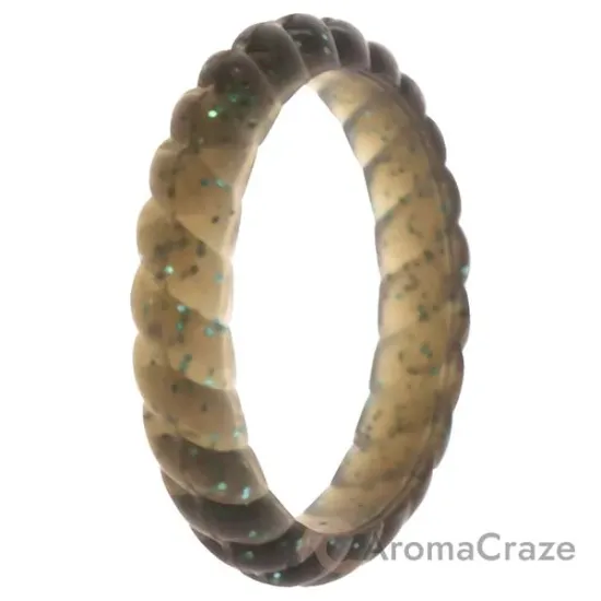 Picture of Silicone Wedding Stackble Braided Single Ring - Black-Turquoise by ROQ for Women - 5 mm Ring