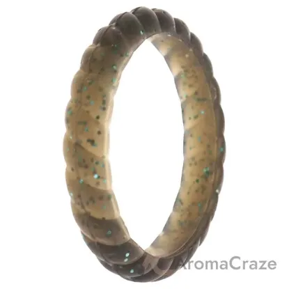 Picture of Silicone Wedding Stackble Braided Single Ring - Black-Turquoise by ROQ for Women - 6 mm Ring