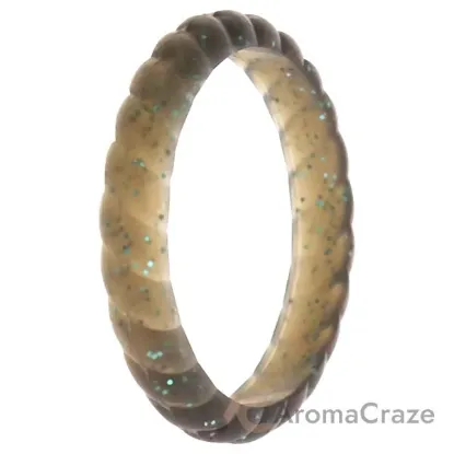 Picture of Silicone Wedding Stackble Braided Single Ring - Black-Turquoise by ROQ for Women - 7 mm Ring