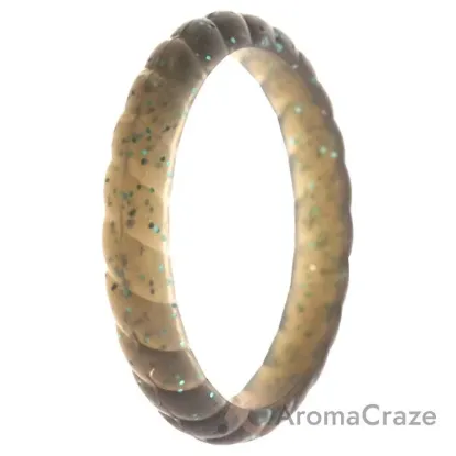 Picture of Silicone Wedding Stackble Braided Single Ring - Black-Turquoise by ROQ for Women - 8 mm Ring