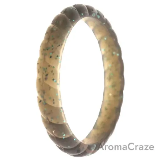 Picture of Silicone Wedding Stackble Braided Single Ring - Black-Turquoise by ROQ for Women - 8 mm Ring