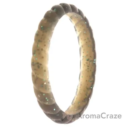 Picture of Silicone Wedding Stackble Braided Single Ring - Black-Turquoise by ROQ for Women - 9 mm Ring