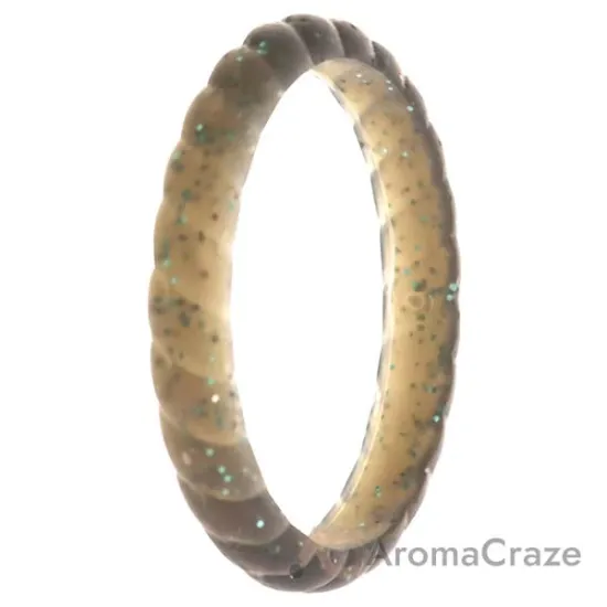 Picture of Silicone Wedding Stackble Braided Single Ring - Black-Turquoise by ROQ for Women - 9 mm Ring