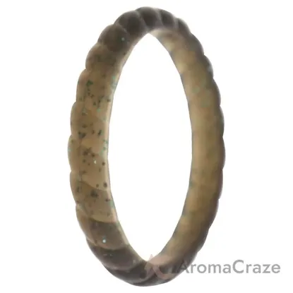 Picture of Silicone Wedding Stackble Braided Single Ring - Black-Turquoise by ROQ for Women - 10 mm Ring