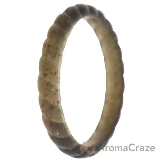 Picture of Silicone Wedding Stackble Braided Single Ring - Black-Turquoise by ROQ for Women - 10 mm Ring