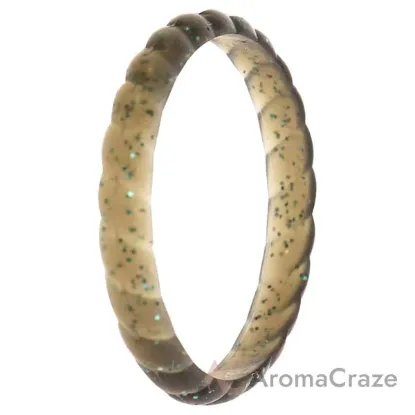 Picture of Silicone Wedding Stackble Braided Single Ring - Black-Turquoise by ROQ for Women - 11 mm Ring