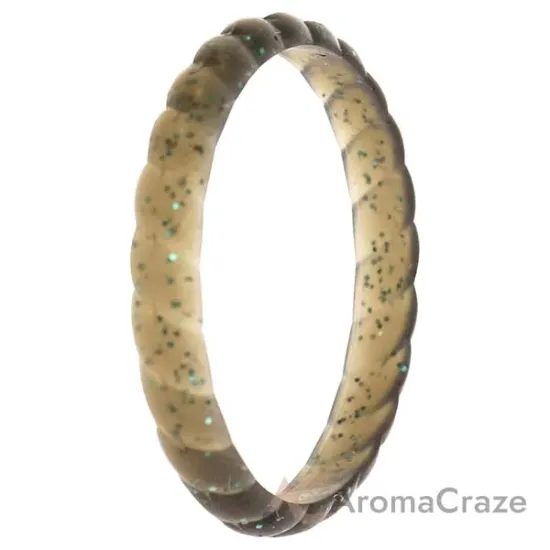 Picture of Silicone Wedding Stackble Braided Single Ring - Black-Turquoise by ROQ for Women - 11 mm Ring